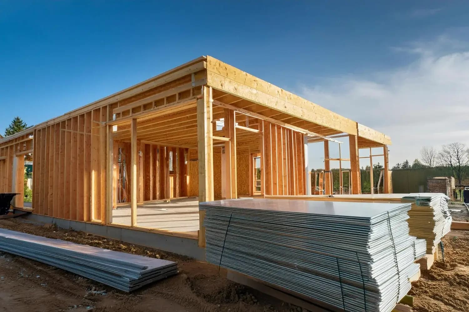 Obra de construção e reforma com drywall e estrutura